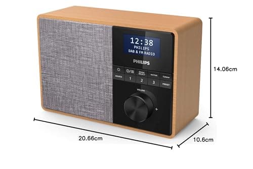 Philips Audio TAR5505/10 Radio Portable, Radio de Cuisine (Bluetooth, Étui Bois, Radio Dab+, Diaphragme 3 Pouces à Large Bande, Minuteur de Cuisine, Fonctionne sur Réseaux Ou à Piles, Noir - Image 8