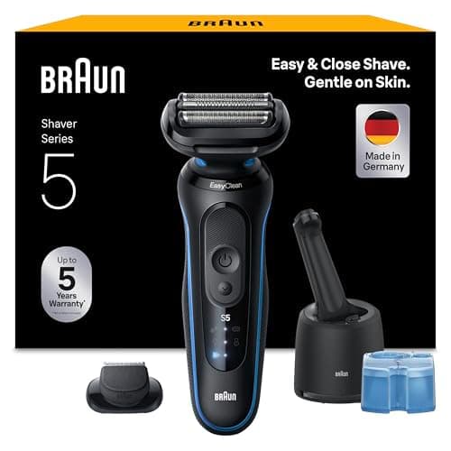 Braun Men's Electric Shaver Series 5 52-B7200CC Blue, Waterproof, Flexible Blades for Gentle Shaving for Face and Beard, 2 Shaving Modes, Precision Trimmer, Set with Cleaning Station - Image 3