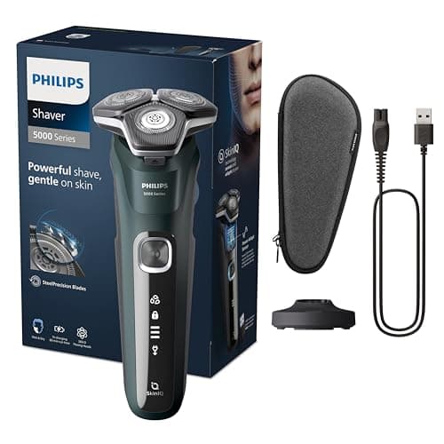 Philips Rasoir électrique S5000 pour homme Wet & Dry avec tondeuse rétractable intégrée, socle de charge et coffret de voyage (modèle S5884/35) - Image 2