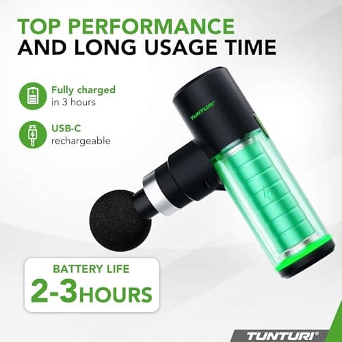 Tunturi Massage Gun Mini - Massage Device - Massage Gun - Rechargeable - 4 Accessories and Case Included - Image 5