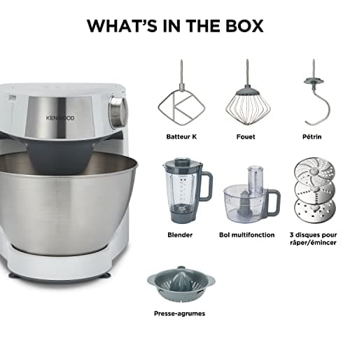 Kenwood Prospero+ KHC29.H0WH, Multi-Function Patissier Kitchen Processor, Mixing, Beating and Kneading, Blender 1.5L, 1.4L Multifunctional Bowl with Three Discs and Juicer, Bowl 4.3L, 1000W, White - Image 7