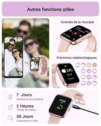 Women's Smartwatch 1.85 Inch Smartwatch for Samsung iPhone Android, Alexa Built-in 3ATM 100+ Sports Modes SpO2/Sleep/Heart Rate/Pedometer/Calories Pink - Image 8