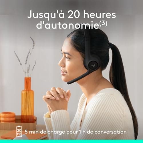 Logitech Zone 300 Casque Bluetooth sans Fil avec Microphone Anti-Parasite, Compatible avec Windows, Mac, Chrome, Linux, iOS, iPadOS, Android - Noir - Image 6