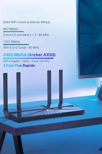 TP-Link Archer AX58 WiFi Router 6, AX 3000Mbps Dual-Band WiFi Router, 5 Gigabit Ports, 4 High Performance Antennas, WPA3, Parental Control, EasyMesh, Built-in Anti-Virus - Image 3