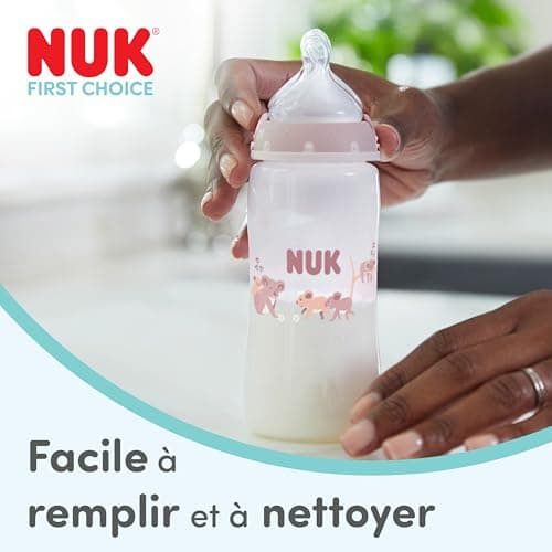 NUK First Choice Baby Bottle | 3+ Months | 300ml | Anti-Colic Bottle | PP | Temperature Control Indicator | Whale | Pack of 1 - Image 7