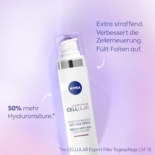 NIVEA Sérum anti-âge concentré anti-rides avec acide hyaluronique et folique, sérum concentré à l'acide hyaluronique pour une peau plus jeune, Cellular Expert Filler (40 ml) - Image 3