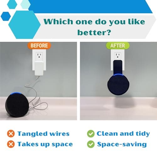 Sintron Wall Mount for Echo Pop and Google Nest, Smart Socket Holder with Built-in Cable Management, Space Saving No Bulky Cables, for Living Room, Bedroom, Kitchen (Black) - Image 3