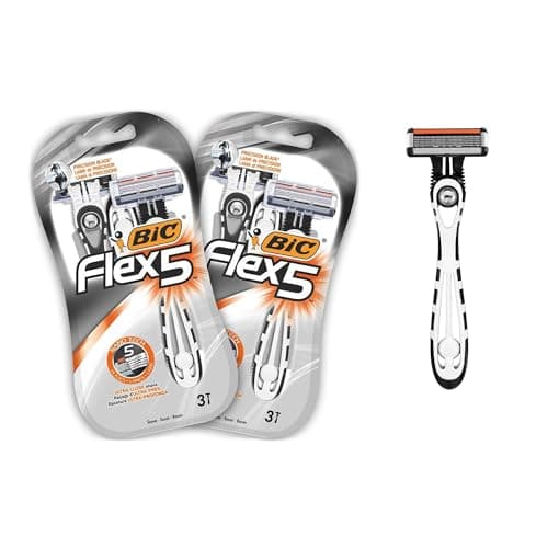 BIC Flex 5 - 6 Disposable Razors for Men with 5 Blades with Lubricating Strip for a Precise and Comfortable Shave - Pack of 2 Blister Packs of 3 - Image 3