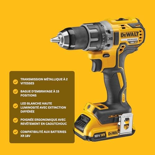 DEWALT Brushless XR 18V Ultra-Compact Cordless Drill, 2 x 2Ah Batteries & Charger, High Torque 70Nm, LED Lamp, Heavy Duty Case - DCD791D2-QW - Image 6