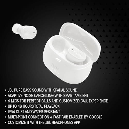 JBL Tune Buds 2, Wireless Bluetooth Headphones, 48 Hours Battery Life, IP54 Water and Dust Resistance, IP54 Water and Dust Resistant, Multi-Point Connection, White - Image 3