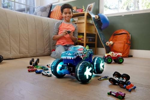 Hot Wheels Monster Trucks - Remote Control Car, Mega-Wrex 1:15 Scale Large Remote Control Vehicle with 3 Remote Control Game Modes and Interactive Sound and Light Effects, JBD90 - Image 3