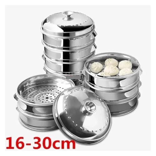 Panier vapeur en acier inoxydable for poisson, panier à pain farci à la vapeur, ustensiles de cuisine, insert multicouche avec support, panier vapeur Instant Pot pour la cuisine(31.4cm 2 layer 1 Lid) - Image 3