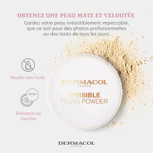 Dermacol - Poudre fixante invisible pour le visage, Poudre translucide et résistante au toucher, poudre libre pour le maquillage, poudre mate sans frangibilité avec houppette, légère, 13,5 g (Light) - Image 5