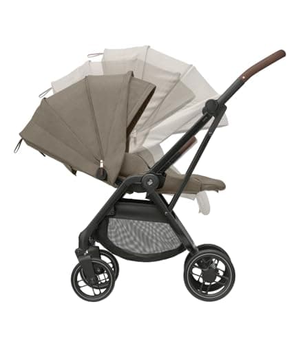 Maxi-Cosi Leona² Ultra Compact Lightweight Single Hand Folding Reversible Seat Stroller with Adjustable Backrest 3 Recline Positions Flat Recline 0-4 Years 0-22 kg Twillic Truffle - Image 7