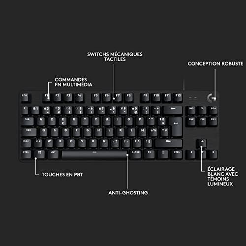 Logitech G413 TKL SE Mechanical Gaming Keyboard – Backlit with Touch Mechanical Switches, Anti-Ghosting, Compatible with Windows, MacOS, French AZERTY – Black - Image 8