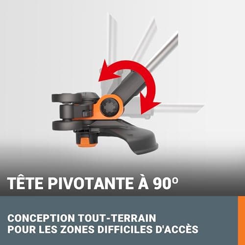 WORX Coupe Bordure sans Fil avec Batterie Ø30cm WG163E.2 Coupe-Herbe Débroussailleuse Batterie Électrique avec 1pc 2.0Ah 20V Powershare 1.65mm 3m Fil Tête Rotative à 90° Manche Télescopique - Image 8