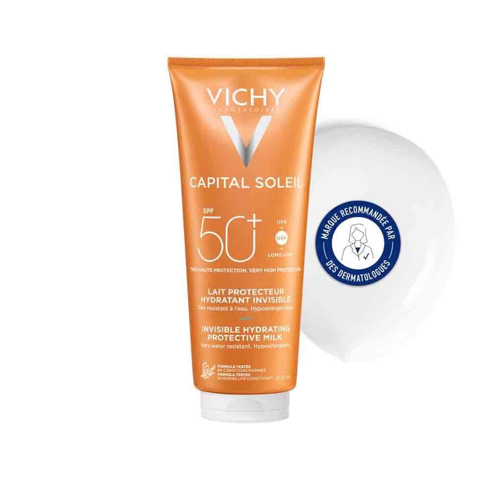 Vichy, Capital Soleil, Moisturizing Sun Milk SPF50+, Face and Body, Water Resistant, Very Wide Spectrum Protection UVA and UVB All Skin Types, 300 ml - Image 1
