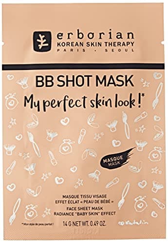 Erborian BB Shot Mask, Masque en Tissu Visage, Effet Éclat "Peau de Bébé", Soin du Visage Coréen, Transparent, 14 g - Image 3