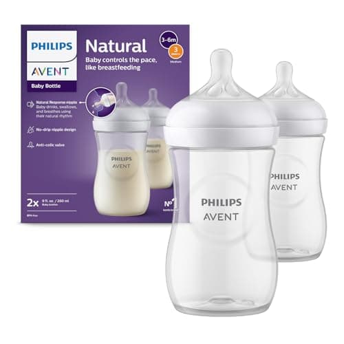 Philips Avent Lot de 2 biberons à Réponse Naturelle de 260 ml, sans BPA, pour les bébés de 1 mois et + (modèle SCY903/02) - Image 3