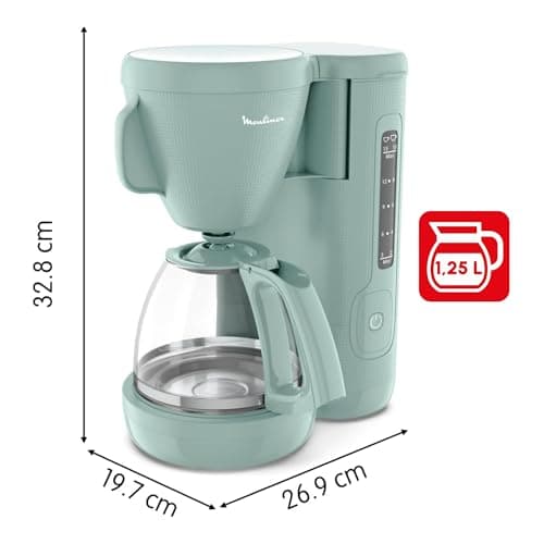 Moulinex Filter Coffee Maker, 10 to 15 Cups, 1.25 L, Swivel Filter Holder, Drip Proof, Warm, Morning, Eucalyptus, FG2M1310 - Image 3