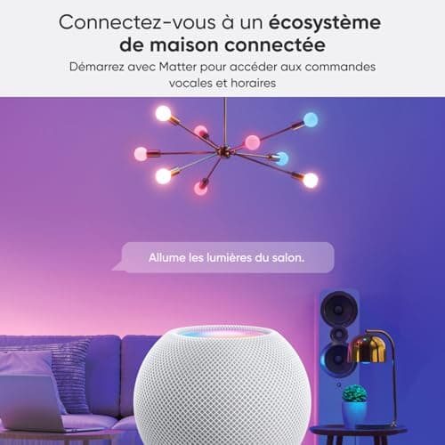 Nanoleaf Matter Essentials Pack de 2 Wifi Ampoules LED E27 Connectées RGBW - Lampes Intelligentes, Horaires personnalisés， Contrôle par App/Voix (Compatible Alexa, Apple, Google), Salon Bureau Gaming - Image 10