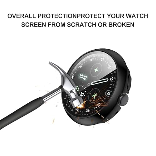 Google Pixel Watch 4 45mm Case with Screen Protector, Ultra-Thin Scratch Resistant Protective Case Compatible with Google Pixel Watch 4 - Black - Image 5