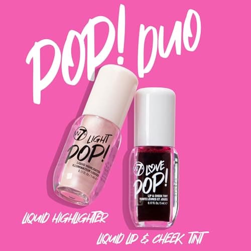 W7 Pop Duo Makeup Gift Set - Love Pop Lip & Cheek Tint + Light Pop Liquid Highlighter - Buildable Color Juicy Tint & Glow - 2 x 5ml - Image 4