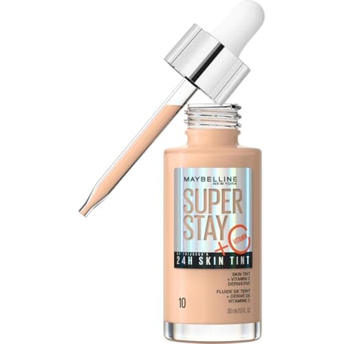 Maybelline New York - Fond de Teint Fluide - Glow & Soin de la Peau - À la Vitamine C - Longue Tenue 24H - Formule Vegan - Superstay Skin Tint - Teinte : 10 - 30 ml - Image 2