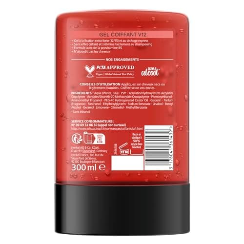 Taft - Schwarzkopf - Styling Tube Gel - Gel V12 - Express Drying - Extra Strong Hold - Gentle on Hair and Scalp - No Sticky Effect - Formula Provitamin B5-250ml - Image 3