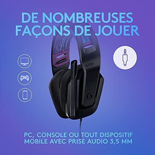 Logitech G G335 Wired Gaming Headset with Microphone, 3.5 mm Audio Jack, Memory Foam Earphones, Lightweight, Compatible with PC, PlayStation, Xbox, Nintendo Switch & Switch 2 – Black - Image 5