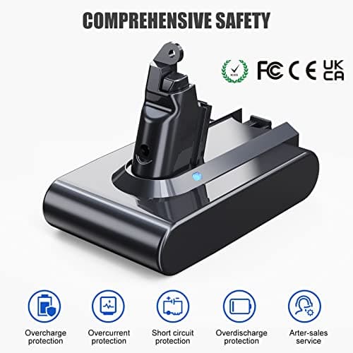 6000mAh Battery for Dyson V6 DC62 DC59 DC61 DC58 DC72 DC74 Handheld Vacuum Cleaner Replacement Battery for Dyson SV03 SV09 SV05 SV06 SV07, with 2 Filters and 1 Brush - Image 5