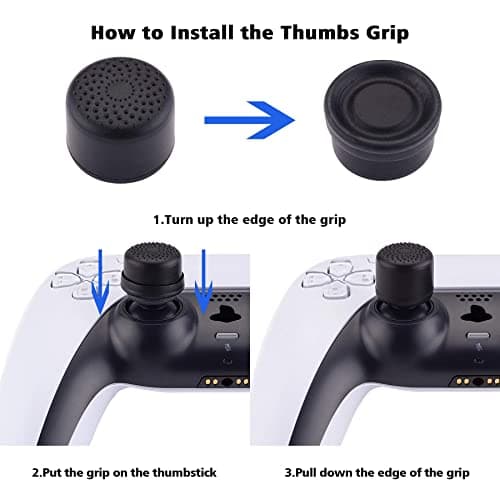 playvital Controller Cap for PS5/PS4, Joystick Caps for Xbox Series/One X S, Cover Stick Analog for Nintendo Switch Pro Controller-Black, Embossed & Studded Dots - Image 7
