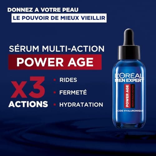 L'Oréal Men Expert - Sérum Visage Multi-Action Hydratant & Anti-Âge pour Homme - À l'Acide Hyaluronique - Pour Tous Types de Peaux - Power Age - 30 ml - Image 5