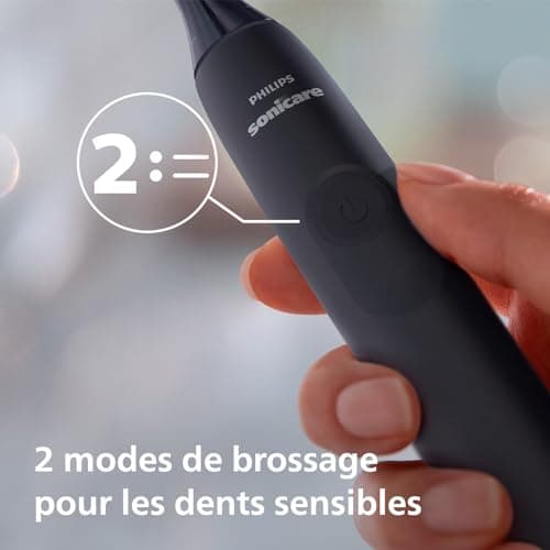 Philips Sonicare 4100 - brosse à dents électrique pour adultes avec 1 tête de brosse Philips W2 Optimal White noire, coffret de voyage fin et chargeur USB (modèle HX3683/54) - Image 7