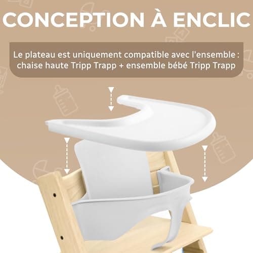 High Chair Table Compatible with Stokke Tripp Trapp Trapp Chair with Powerful Smooth Suction Surface, Curved Ergonomic Design, Glossy White, BPA Free, Easy to Assemble - Image 4