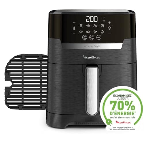 Moulinex Oil Free Deep Fryer + Grill, XL Capacity 4.6L, Up to 6 People, 8 Automatic Programs, Air Fryer, Digital Touch Screen, Adjustable Temperature, Easy Fry & Grill 2-in-1, EZ505810 - Image 4