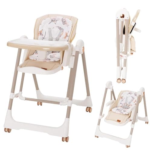 5 en 1 chaise haute bébé evolutive, pliable chaises hautes enfant,transats et balancelles transat haut inclinable bébé confort chaise reglable hauteur,highchair Baby Portable Foldable high - Image 7
