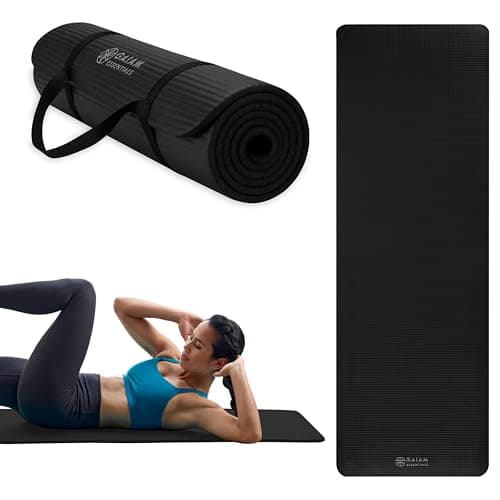 Gaiam Essentials Thick Yoga Mat with Carrying Strap for Yoga Mat, Black, 72" x 24" x 24" - Image 3