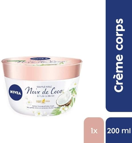 NIVEA Baume Corps Soufflé Perlé (1 x 200 ml), soin corps hydratation 24 h, baume hydratant à l'huile de monoï et au parfum tropical de noix de coco - Image 3