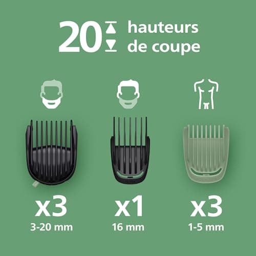 Philips Multigroom série 5000 Tondeuse tout-en-un 12 accessoires – tondeuse pour barbe, cheveux et corps, lames en métal auto-affûtées, 20 hauteurs de coupe (0,5-20 mm), modèle MG5952/30 - Image 6