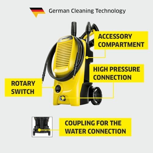 Kärcher K 5 Classic Pressure Washer, Pressure: Max. 145 Bar, Flow Rate: 500 l/h, Surface Area: 40 m²/h, Water Filter, Weight: 5.6 kg, Hose and High Pressure Gun, Rotabuse, Lance - Image 5