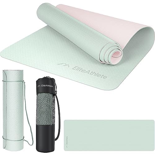 EliteAthlete Tapis yoga - Tapis de sport - Tapis fitness - Tapis de gymnastique antidérapant - Fitness Pilates - Tapis de gym - 183 x 61 x 0,6 cm - Tapis d'exercice avec sangle de transport + sac - Image 2