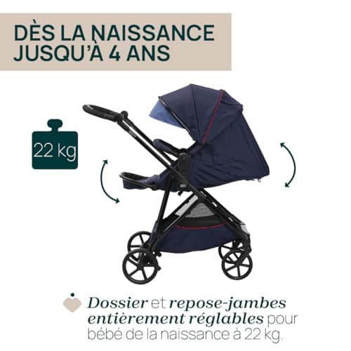 Chicco Seety Buggy, Lightweight and Compact Baby Stroller from 0 Months to 4 Years, Maximum Load Capacity of 22 kg, Folding Pushchair, Reclining Backrest, Automatic One-Step Folding, Canopy - Image 6