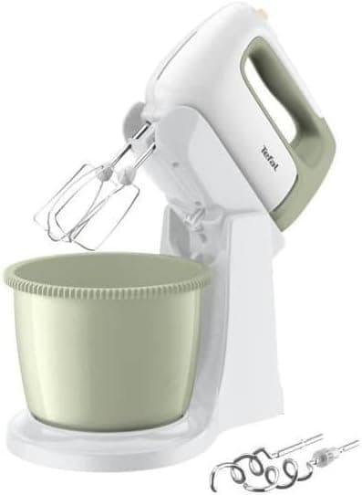 Moulinex Mixer, Hand Mixer, 500 W, 5 Speed, 2.5 L Bowl, 2 Whisks + 2 Dough Hooks, Prep'Mix+ HT464010 - Image 1