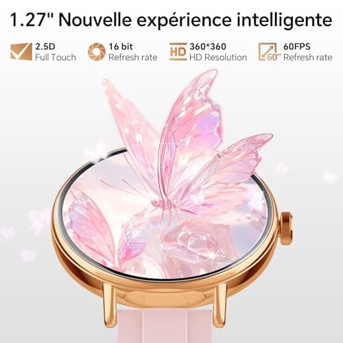 Women's Smart Watch for Samsung, iPhone, Android, 1.27 Inch Women's Smart Watch with Bluetooth Call, Voice of AI, Heart Rate Monitor, Sleep, SpO2, Waterproof IP68, 110+ Sports Modes - Pink - Image 3