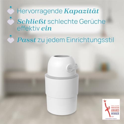 Chicco Telescopic Nappy Bin, Compact Odour Proof, Nappy Disposal, Foldable and Space-Saving Bin, No Need for Refills, Uses Normal Bin Liners, White - Image 4