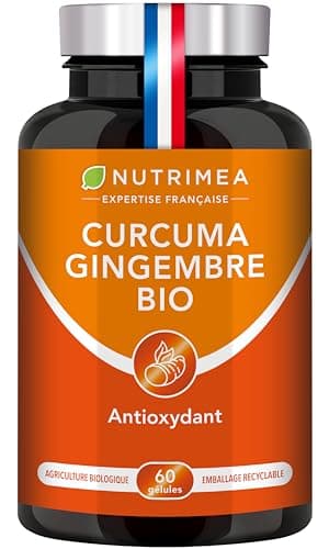 CURCUMA - Extrait de Curcuma BIO Titré à 95% en Curcuminoïdes - Avec Gingembre BIO - Anti Inflammatoire & Antioxydant - Douleurs Articulaires - Nutrimea - 60 Gélules Vegan - Fabriqué en France - Image 3