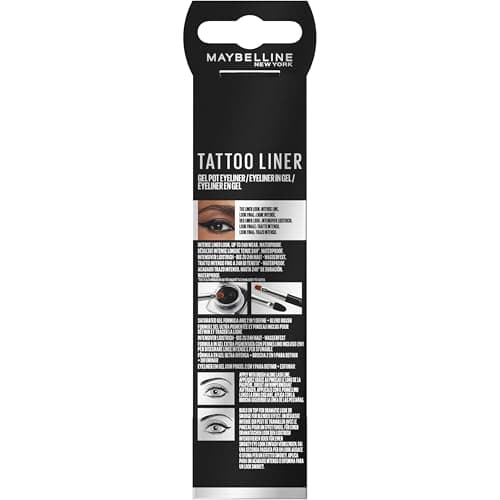 Maybelline New York Gel Eyeliner Pinceau professionnel 2 en 1 résistant à l'eau et longue durée Tenue jusqu'à 24 heures Tattoo Liner Gel Pot Teinte 950 Noir - Image 4