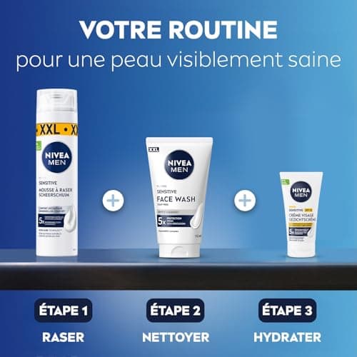 NIVEA MEN - Men's Shaving Foam - Protects Against 5 Signs of Irritation - Maxi Size - Alcohol-free Chamomile & Witch Hazel Formula - Sensitive Skin - Dermatologically Tested - 250 ml - Image 7