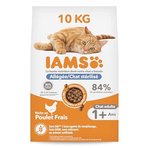 IAMS Advanced Nutrition - Croquettes Allégées - Adaptées aux Chats Stérilisés - Complètes équilibrées - Favorise Le contrôle du Poids - Au Poulet Frais - sans OGM colorants arômes artificiels - 10 kg - Image 3